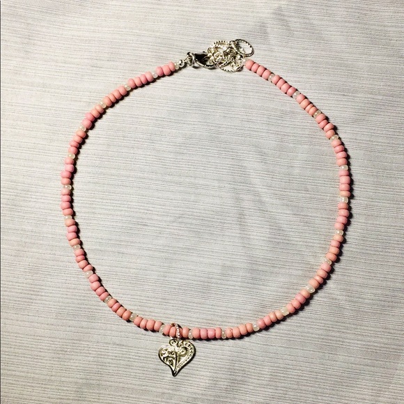 Pink Choker with Heart Charm - Picture 3 of 3